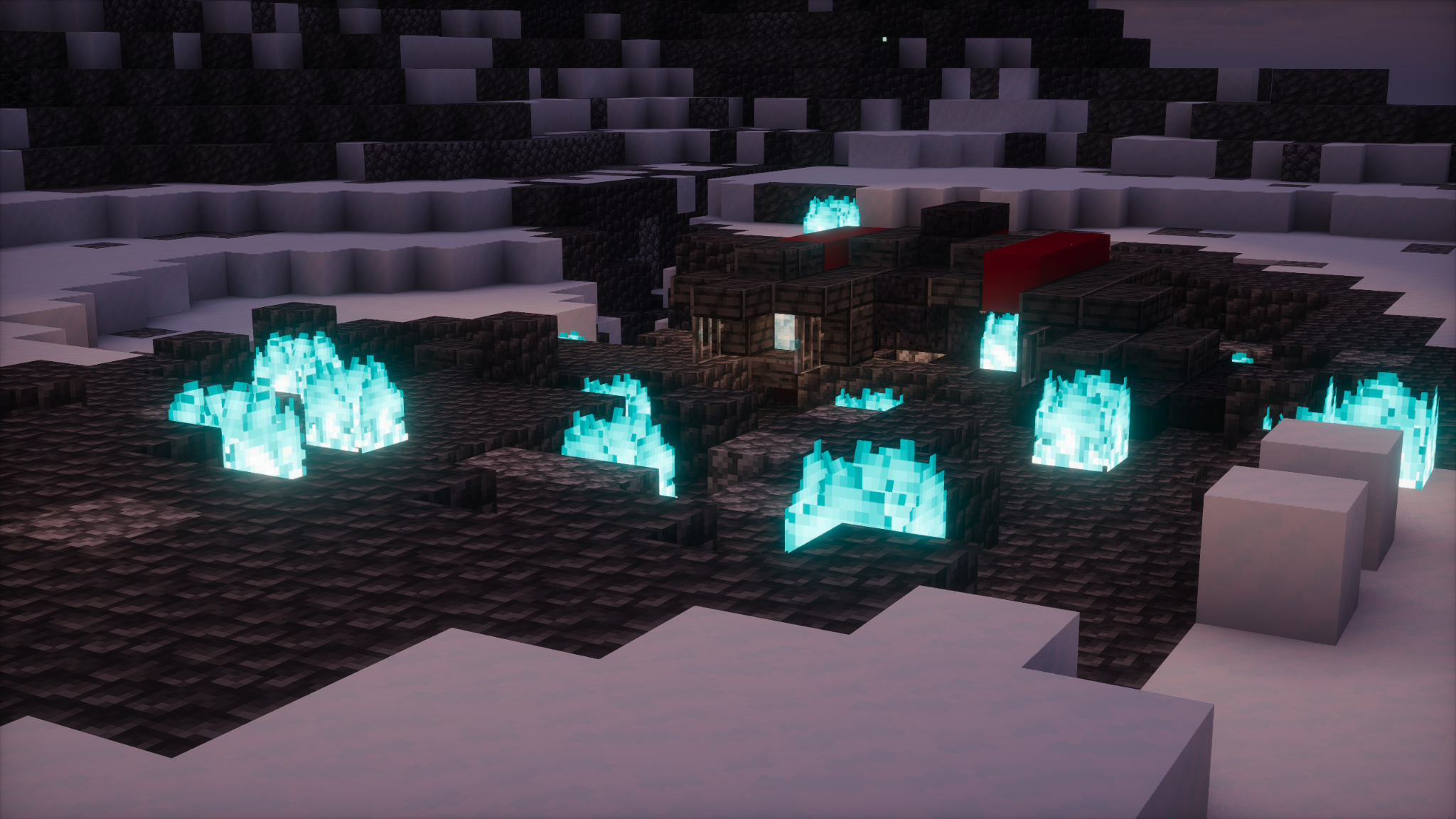Corrupted ground glowing beneath the night sky